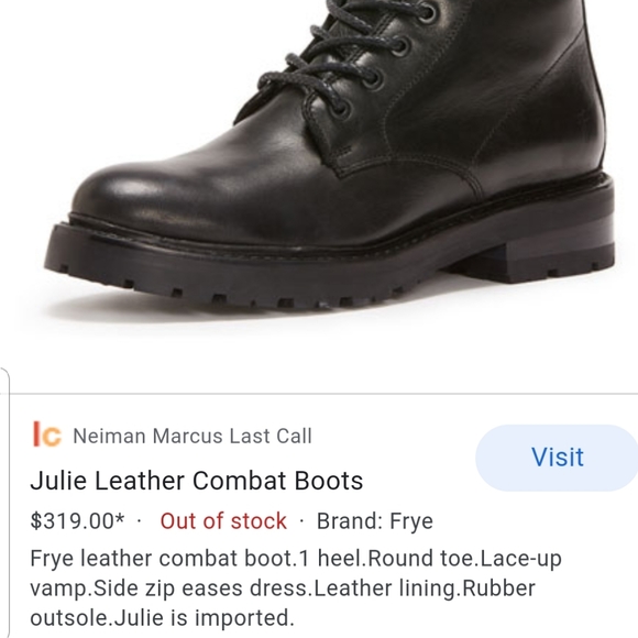 Frye Julie Lace Combat Boots Zip Black Moto 8 - Picture 4 of 11